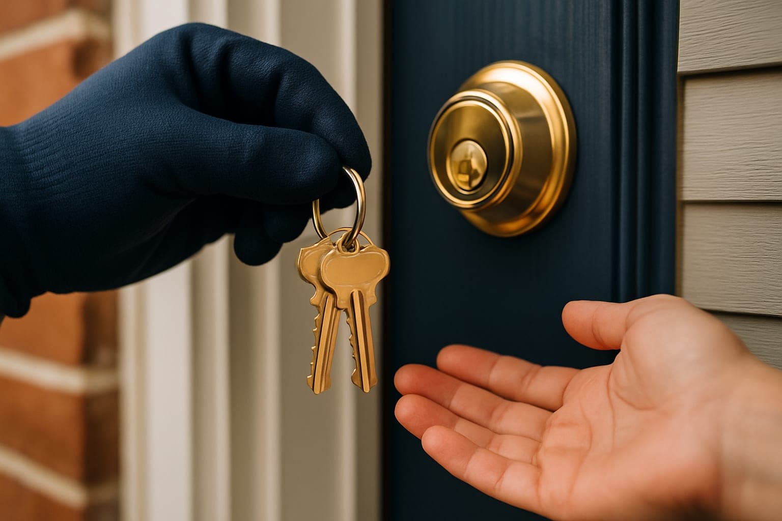 Locksmith rekeying a deadbolt lock cylinder at a Houston TX home